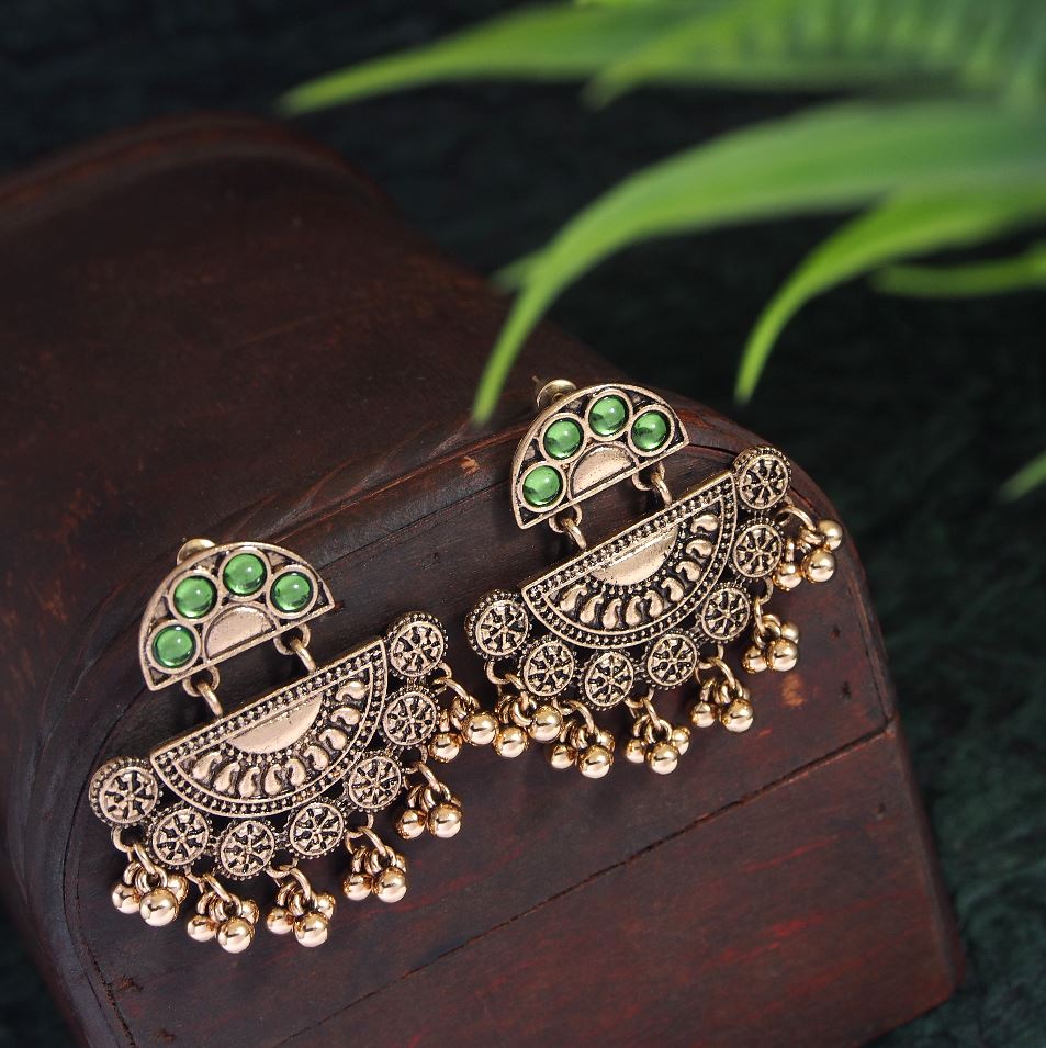 Antique Gold Plated Multicoloured Earring