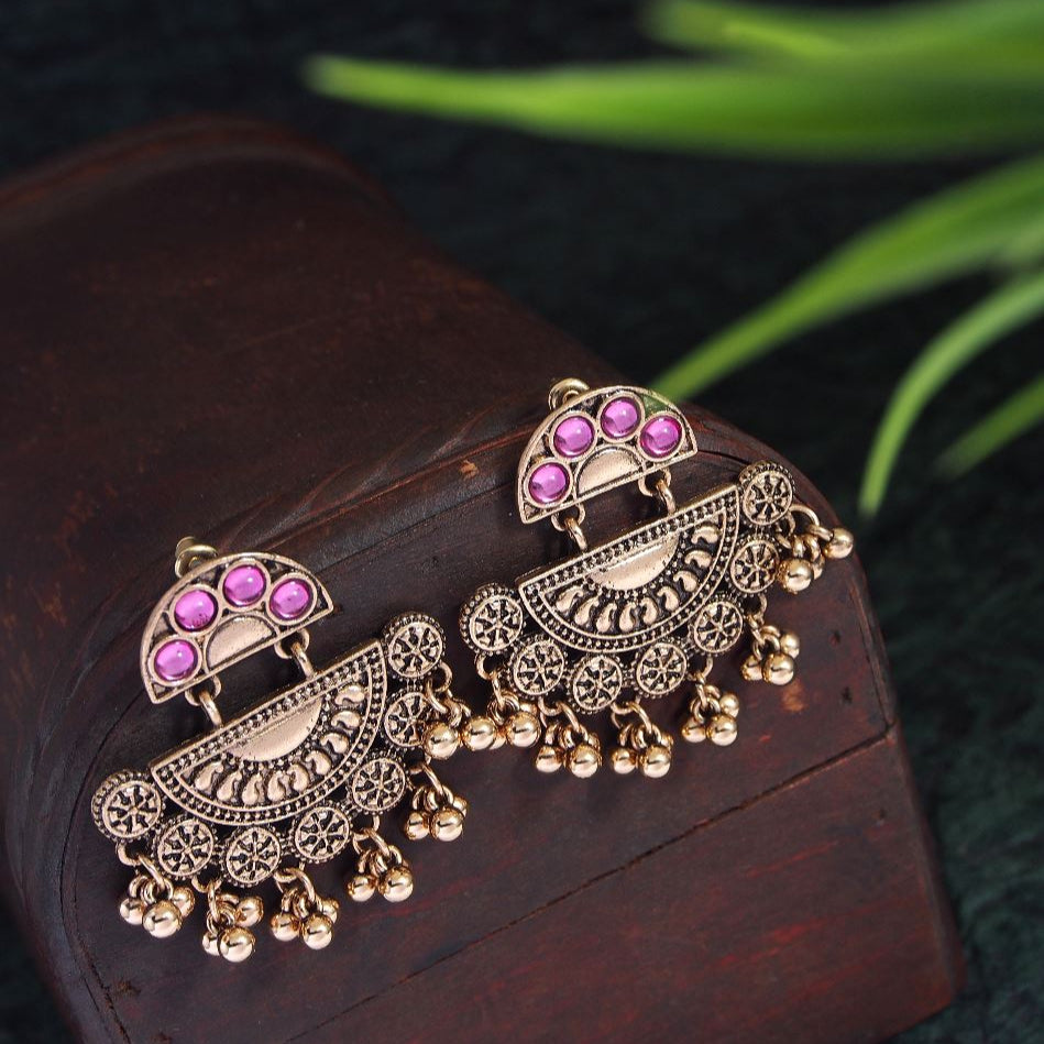 Antique Gold Plated Multicoloured Earring