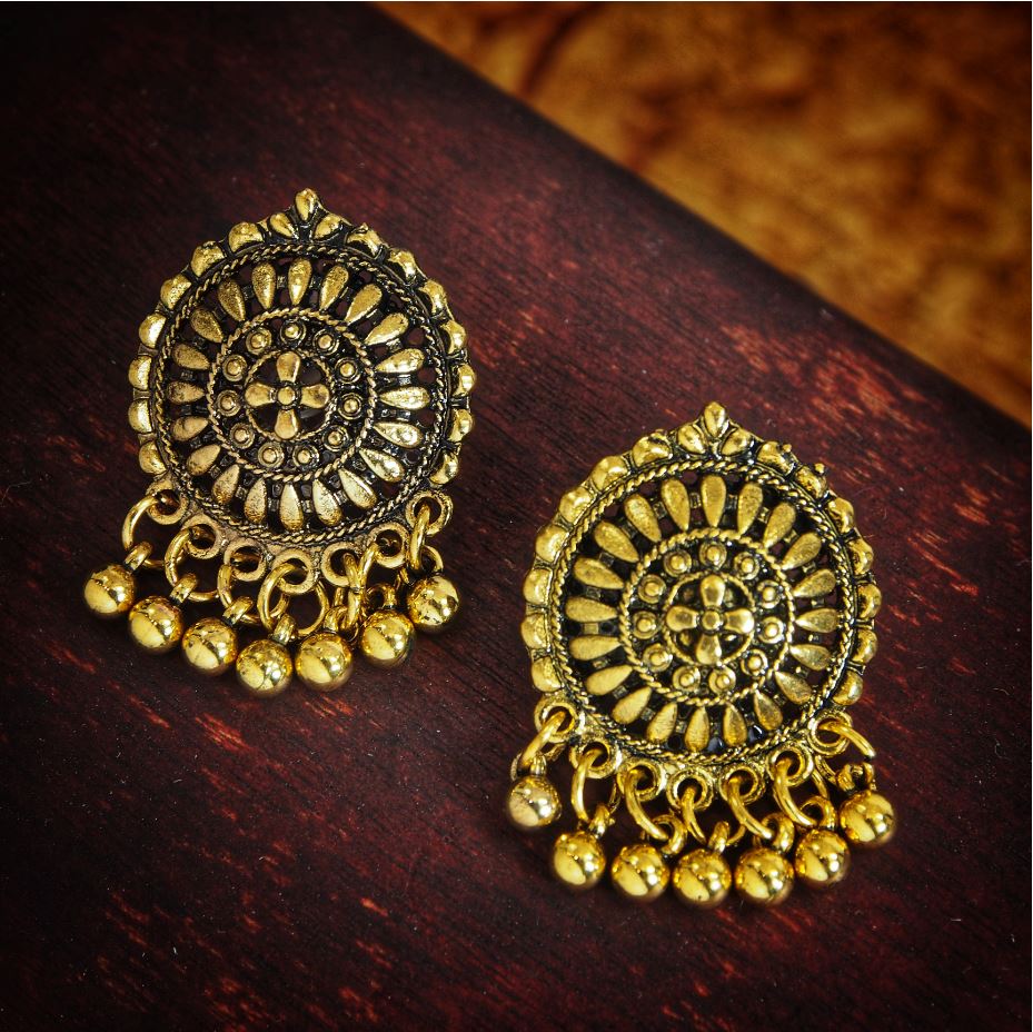Antique Gold/Silver Plated Studs with Ghungroos