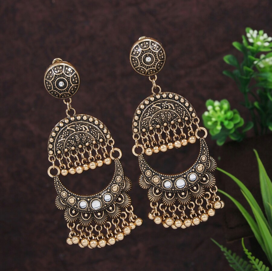 Antique Gold/Silver Plated Chand Bali  Earring