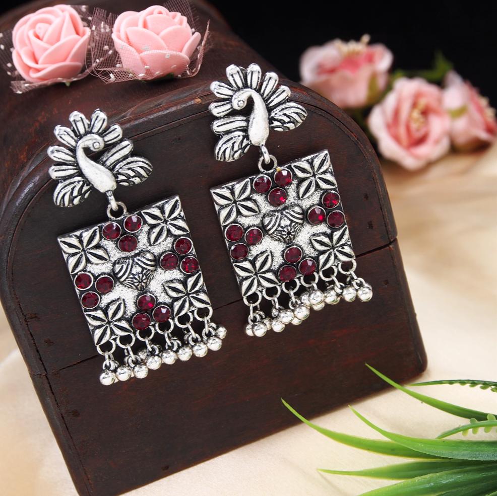 Antique Gold/Silver Plated Casual Hanging Peacock Design Earring