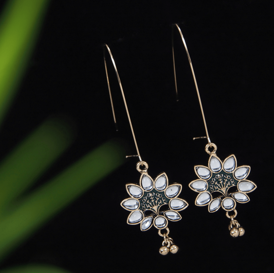 Antique Gold /Silver Plated Multi Coloured Hanging Beads Floral Design Earring