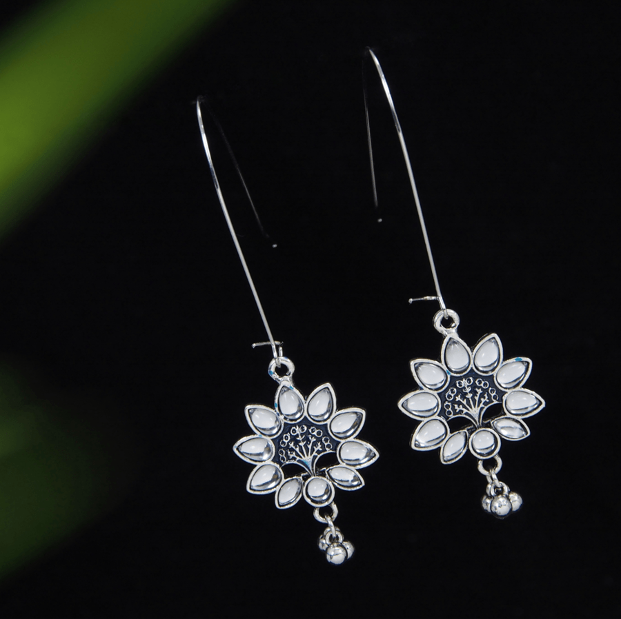 Antique Gold /Silver Plated Multi Coloured Hanging Beads Floral Design Earring