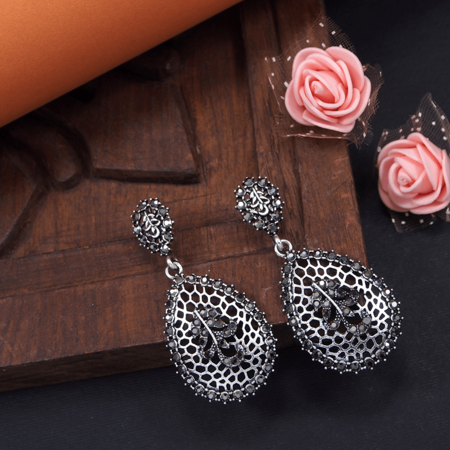 Antique Gold/Silver Plated Rustic Tear Drop Shaped Dangle Earring