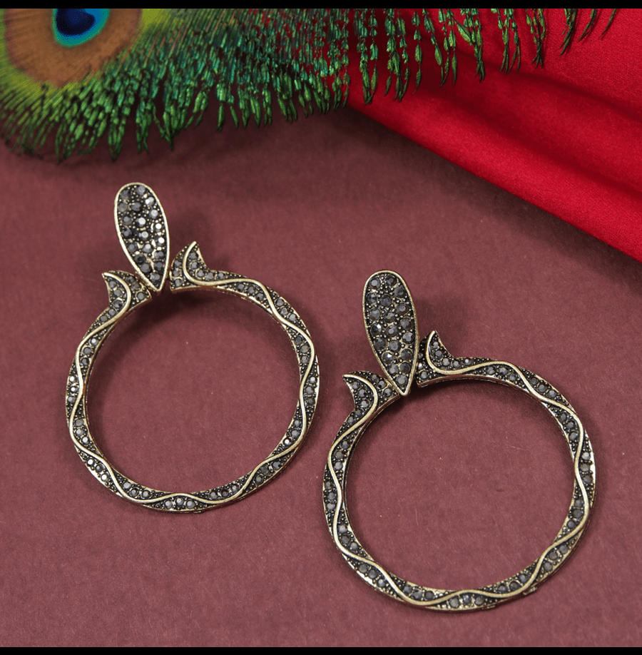 Antique Gold/Silver Plated Rustic Thin Round Shaped Dangle Earring