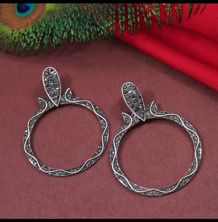 Antique Gold/Silver Plated Rustic Thin Round Shaped Dangle Earring