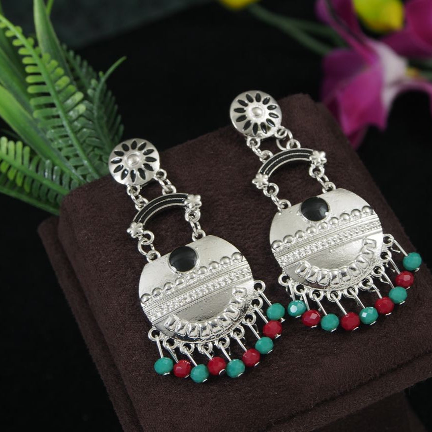 Antique Gold/Silver Plated Multi Coloured Chandelier Earring