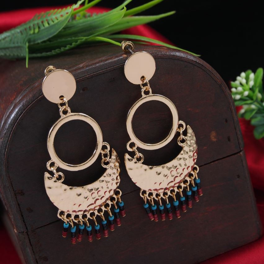 Antique Gold/Silver Plated Tribal Multi Coloured Chandelier Earring