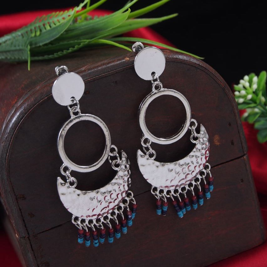 Antique Gold/Silver Plated Tribal Multi Coloured Chandelier Earring