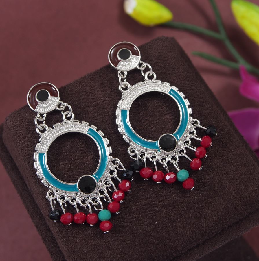 Antique Gold/Silver Plated Chandelier Multi Coloured Earring