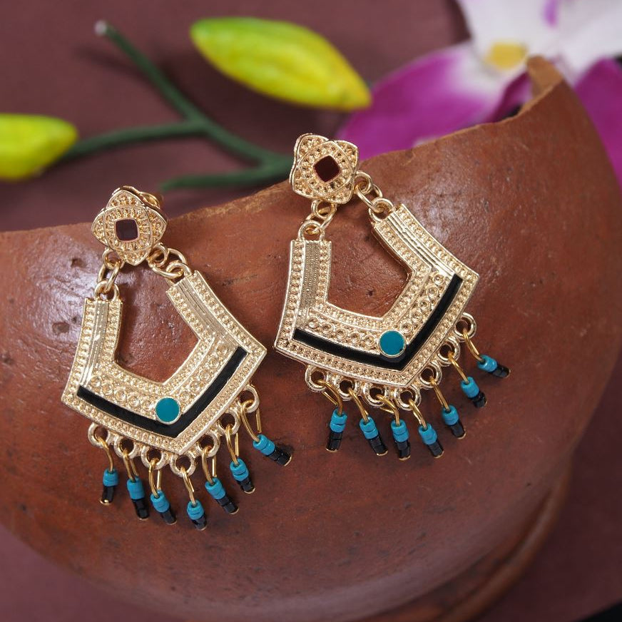 Antique Gold/Silver Plated Multi Coloured Drop Earring