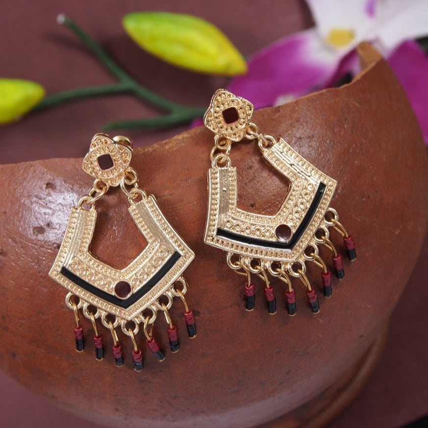 Antique Gold/Silver Plated Multi Coloured Drop Earring