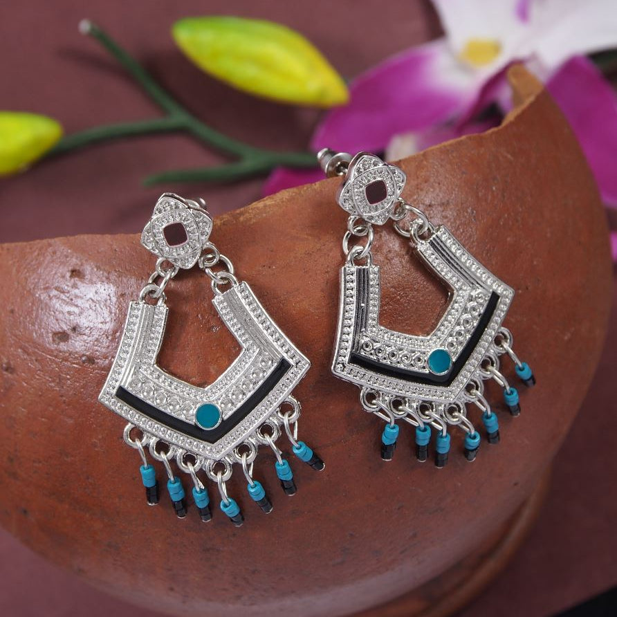 Antique Gold/Silver Plated Multi Coloured Drop Earring