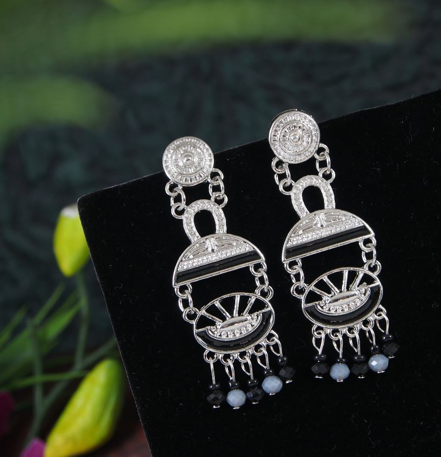 Antique Gold/Silver Plated Multi Coloured Dangle Earring