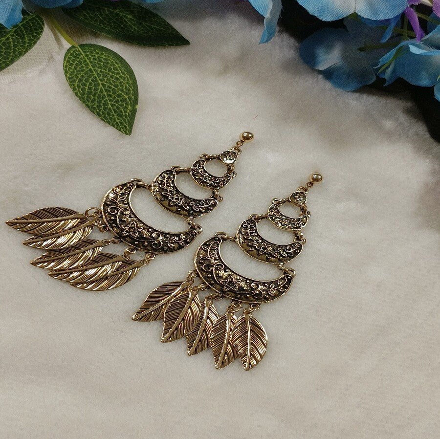 Antique Gold/Silver Plated Chandelier Leaves Dangle Earring