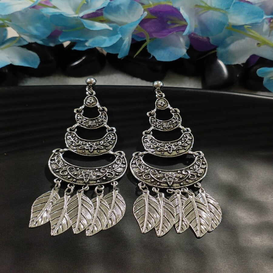 Antique Gold/Silver Plated Chandelier Leaves Dangle Earring