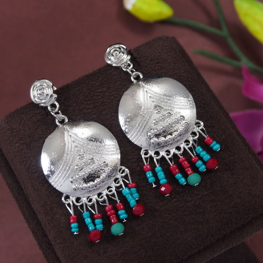 Antique Gold/Silver Plated Multi Coloured Dangle Earring