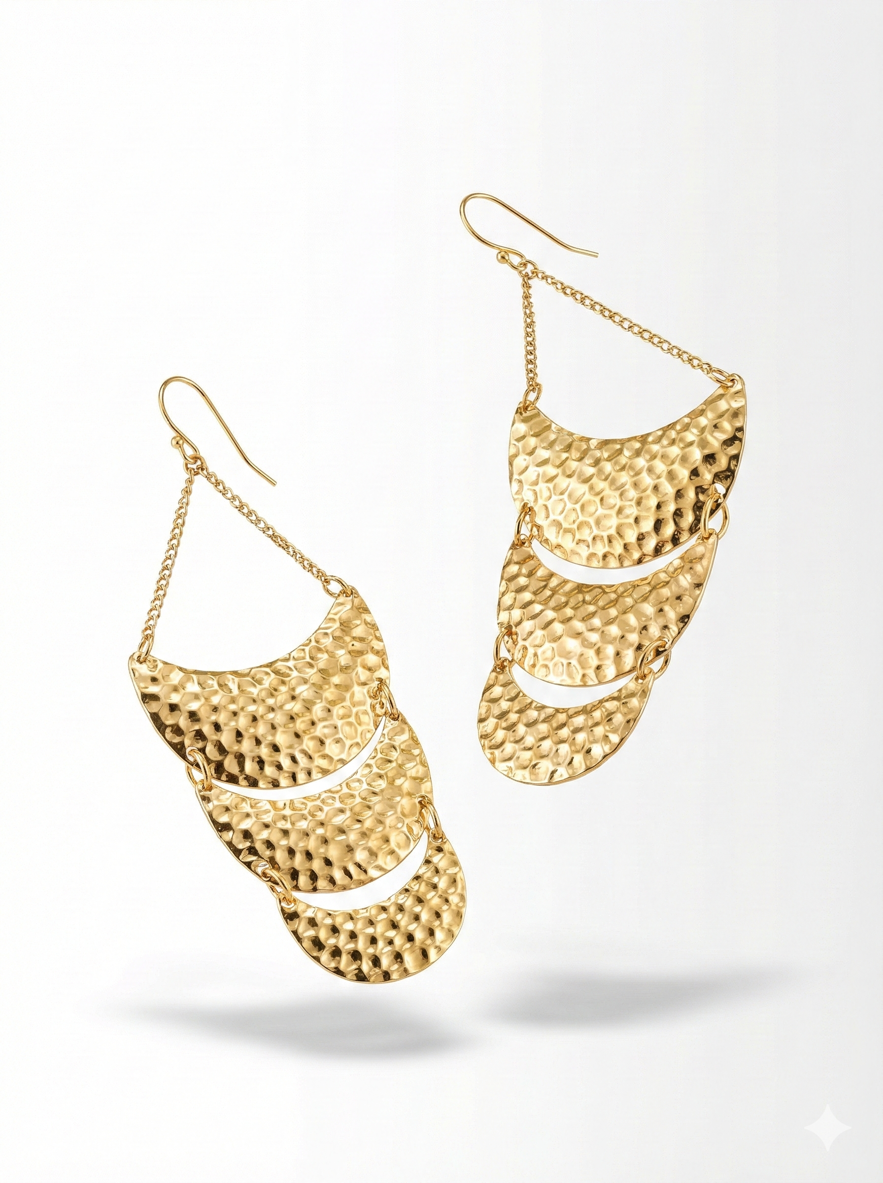 ( Pack Of 3 ) Gold and Silver Oxidised Moon Shaped Layered Drop Earring