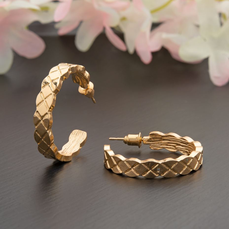 Gold / Antique Gold / Silver Plated Half Circle Shaped Fashion Hoops Earring