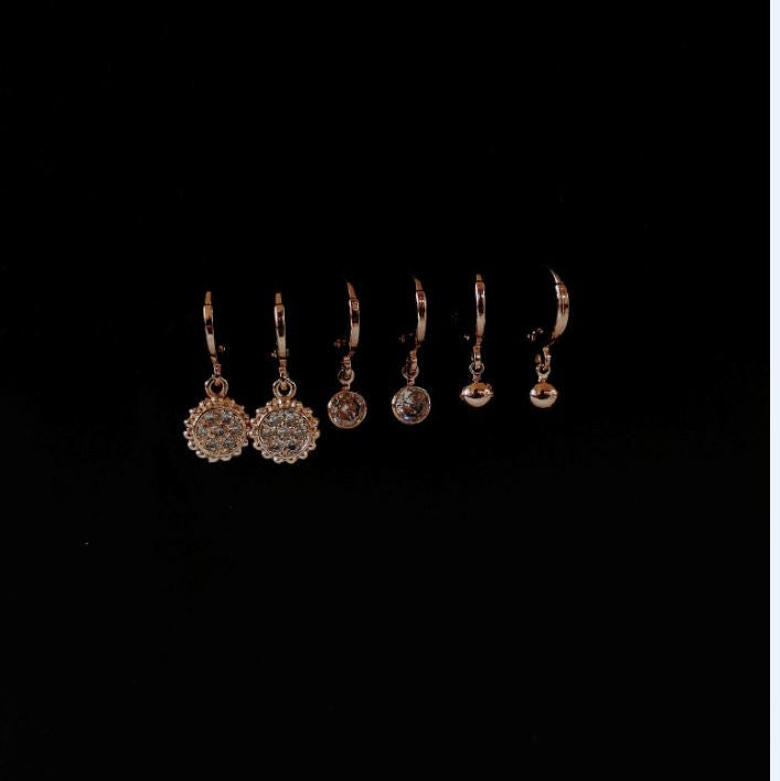 Set Of 3 Gold /Silver /Rosegold Plated  CZ Fashion Hoops Earring