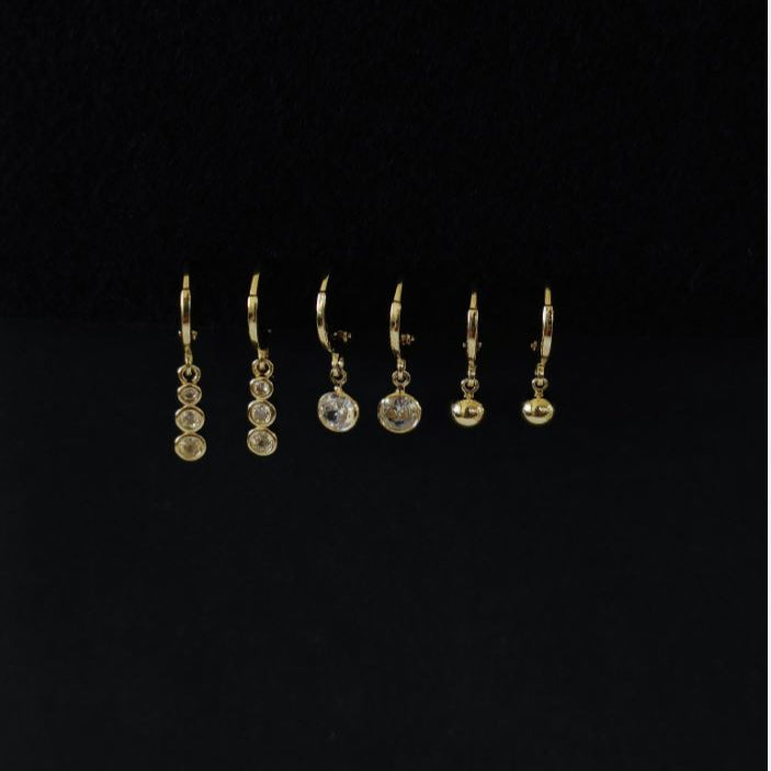 Set Of 3 Gold /Silver /Rosegold Plated  CZ Fashion Hoops Earring