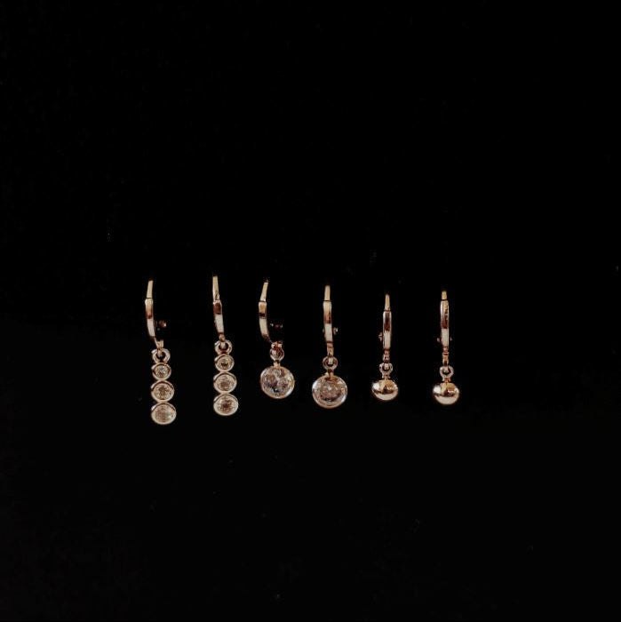 Set Of 3 Gold /Silver /Rosegold Plated  CZ Fashion Hoops Earring