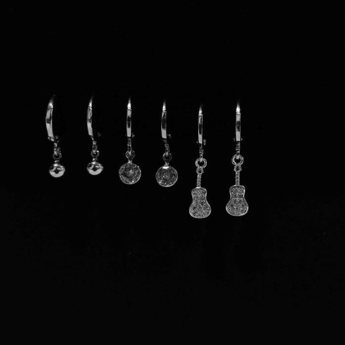 Set Of 3 Gold /Silver /Rosegold Plated  CZ Fashion Hoops Earring