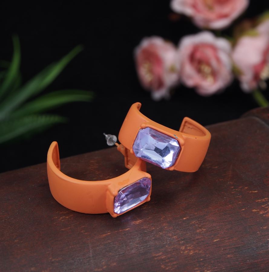 Orange coloured small Hoops Earring
