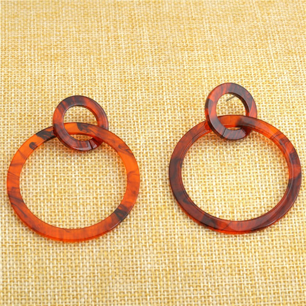 ( Pack of 3 ) Multi Colors Circular Shape Acrylic Drop Earring