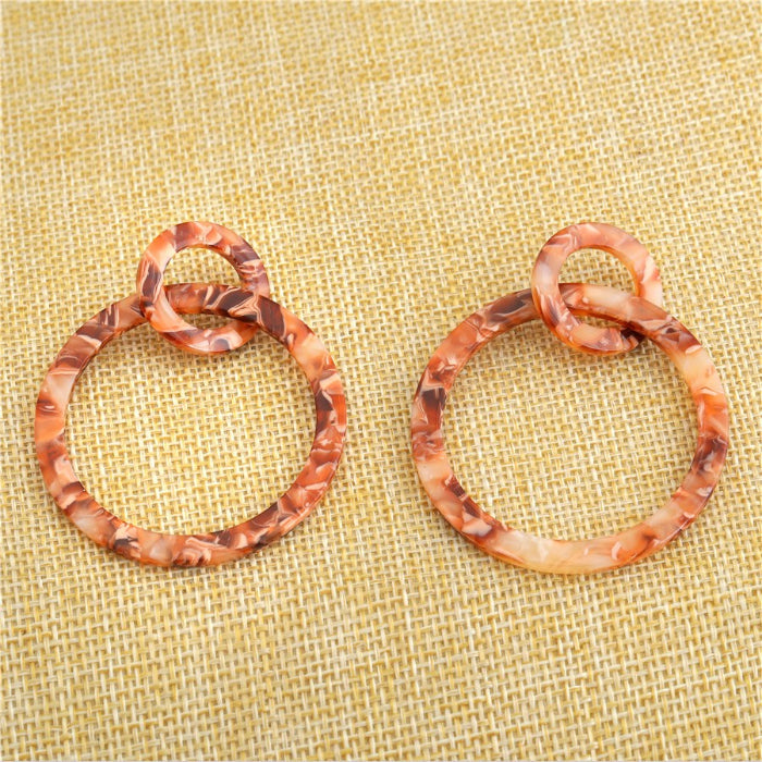 ( Pack of 3 ) Multi Colors Circular Shape Acrylic Drop Earring