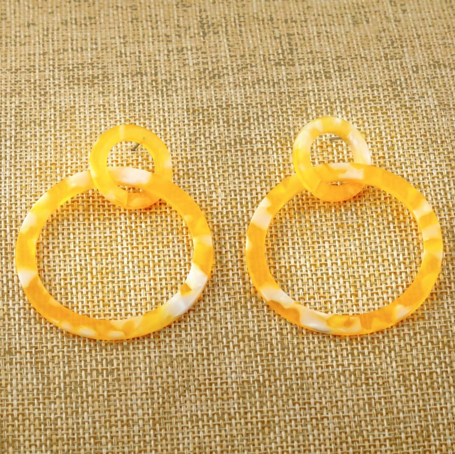 ( Pack of 3 ) Multi Colors Circular Shape Acrylic Drop Earring