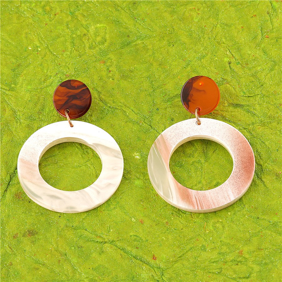 Multi Color Circular Shaped Drop Earring