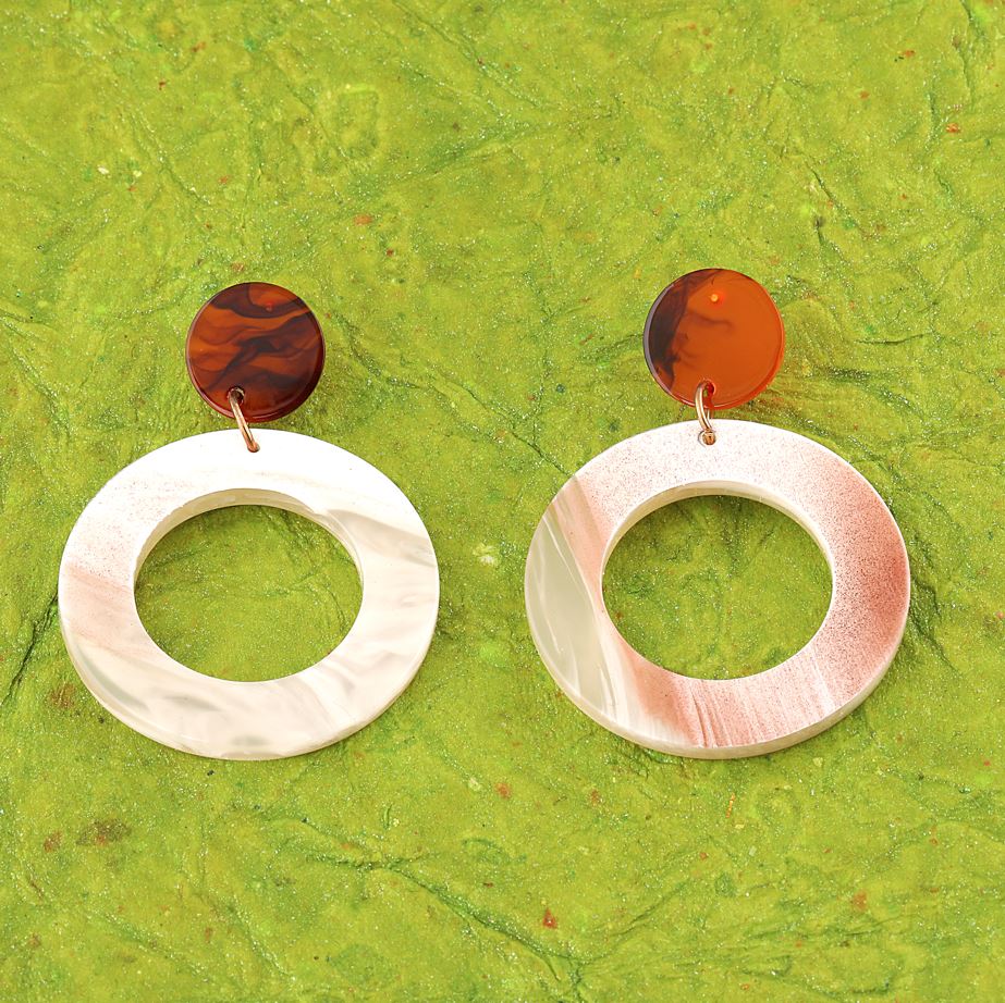 Multi Color Circular Shaped Drop Earring