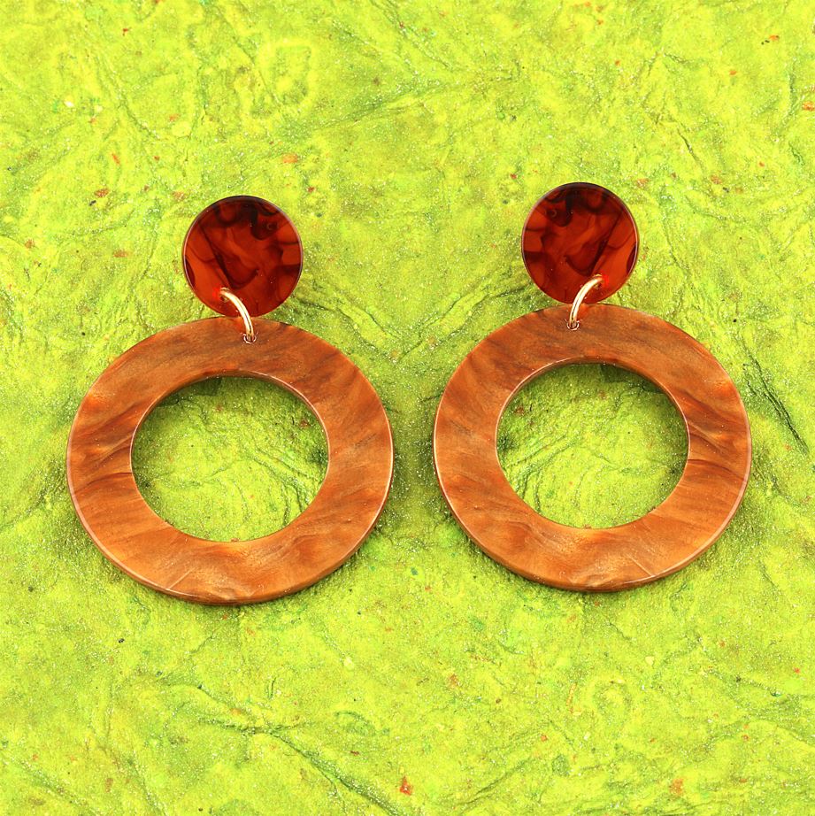 Multi Color Circular Shaped Drop Earring