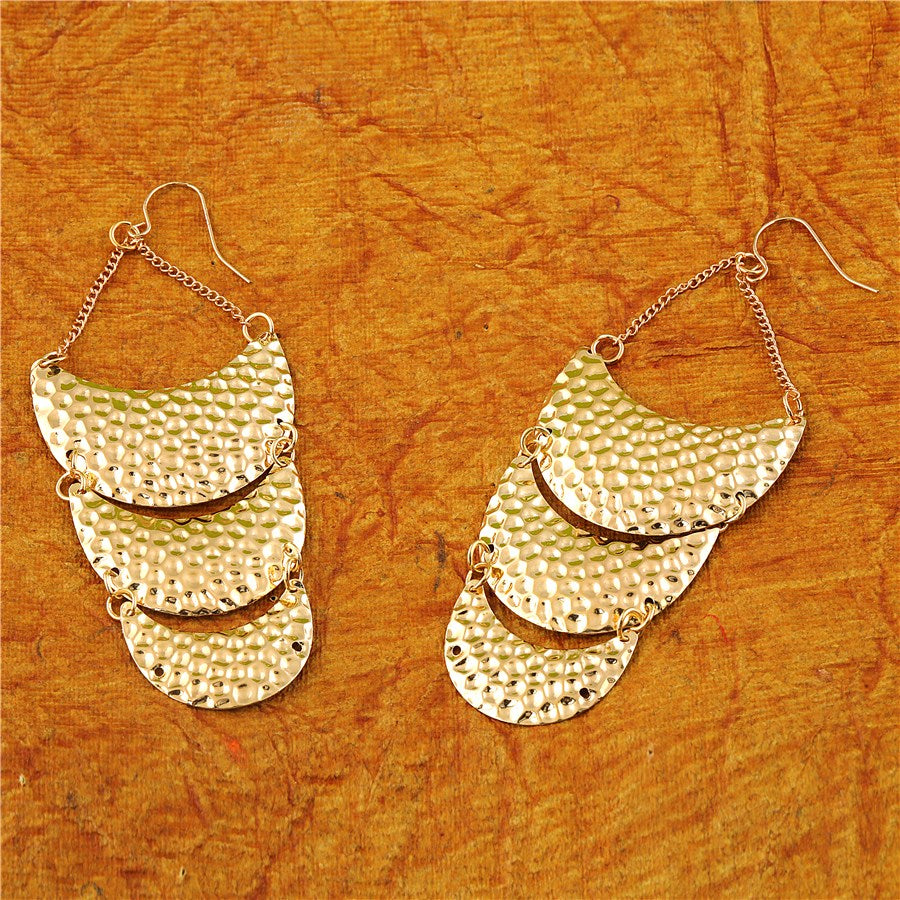 ( Pack Of 3 ) Gold and Silver Oxidised Moon Shaped Layered Drop Earring