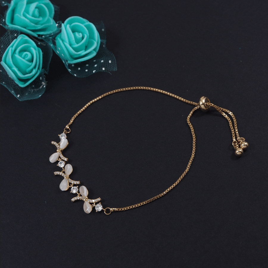 Korean Gold /Rosegold /Silver Plated Link Floral Adjustable Charm Bracelet