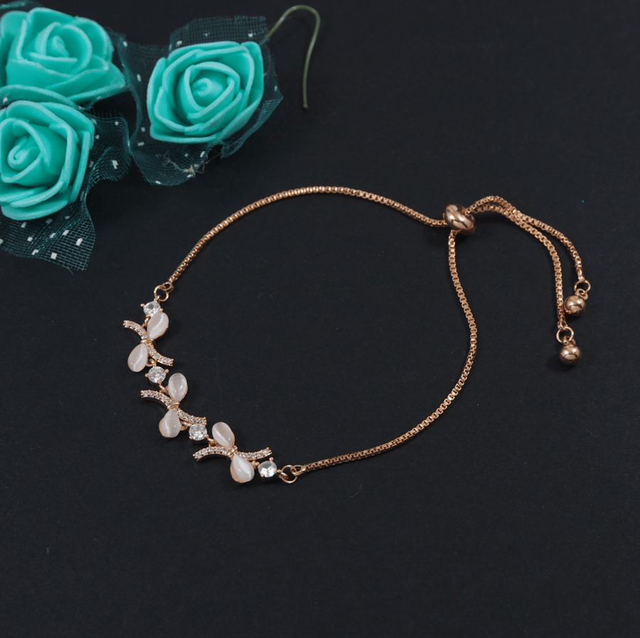 Korean Gold /Rosegold /Silver Plated Link Floral Adjustable Charm Bracelet