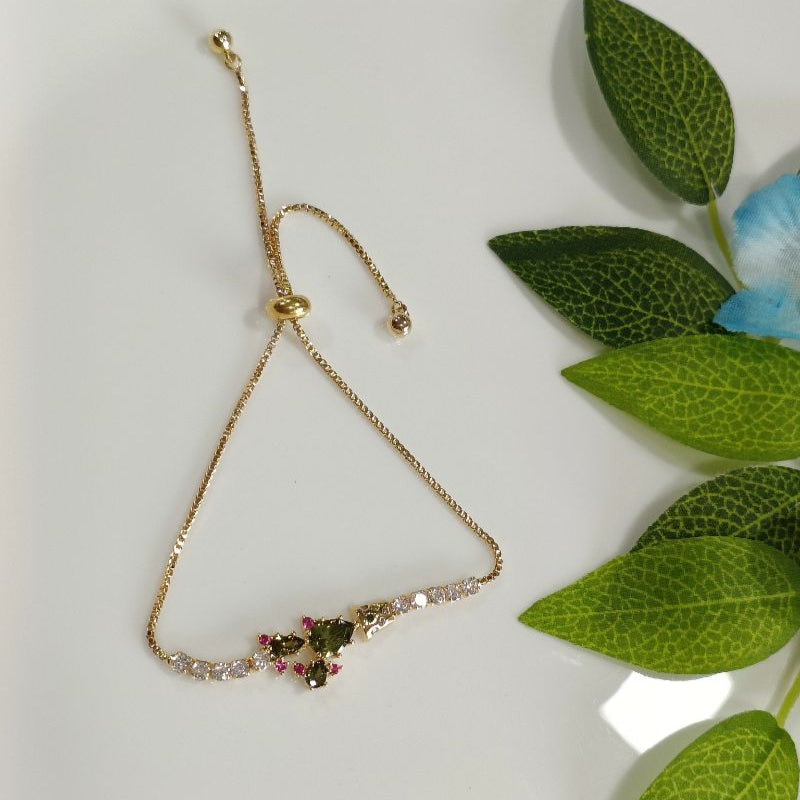 Korean Gold/Silver Plated Cubic Zirconia Stone Fancy Adjustable Bracelet