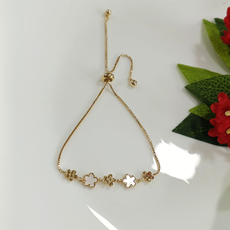 Korean Gold/Silver Plated White Shell Floral Adjustable Bracelet