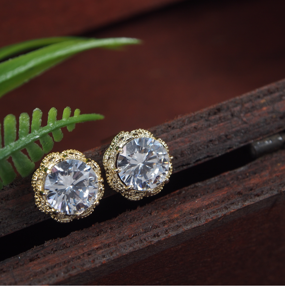 Korean Gold/Silver/Rosegold Plated CZ Stud Earring