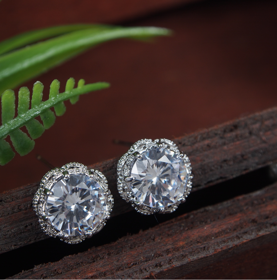 Korean Gold/Silver/Rosegold Plated CZ Stud Earring