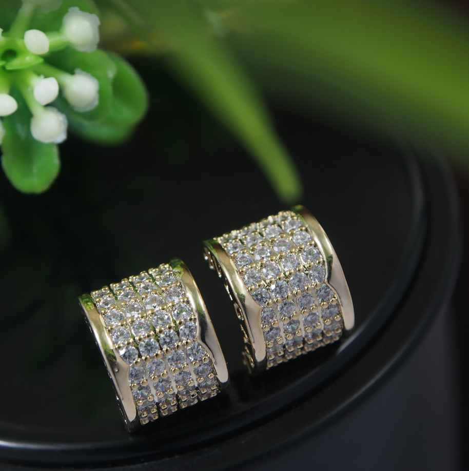 Korean Gold/Silver/Rosegold Plated CZ Stud Earring