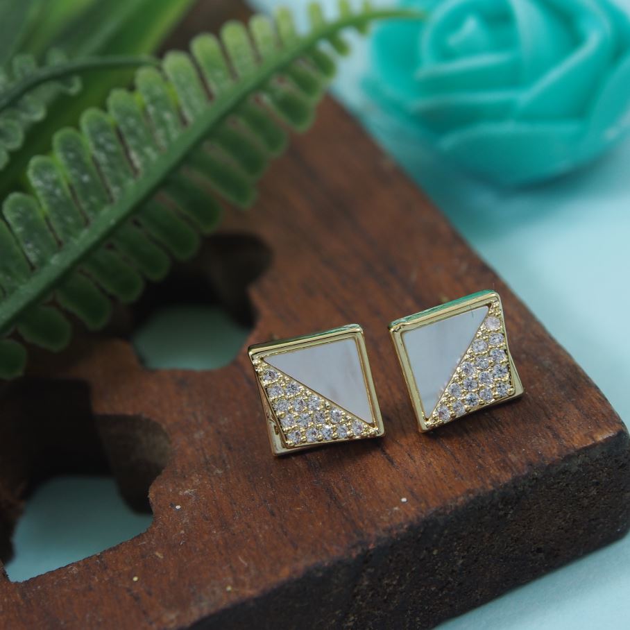 Korean Gold/Silver/Rosegold Plated Square Shaped Stud Earring