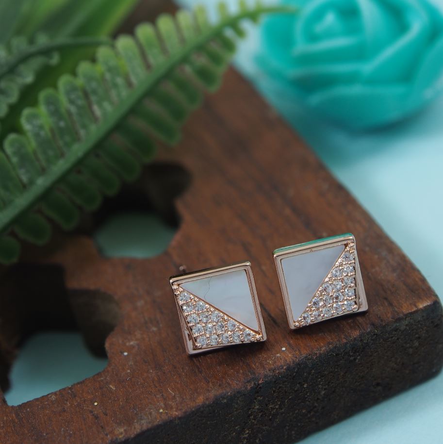 Korean Gold/Silver/Rosegold Plated Square Shaped Stud Earring