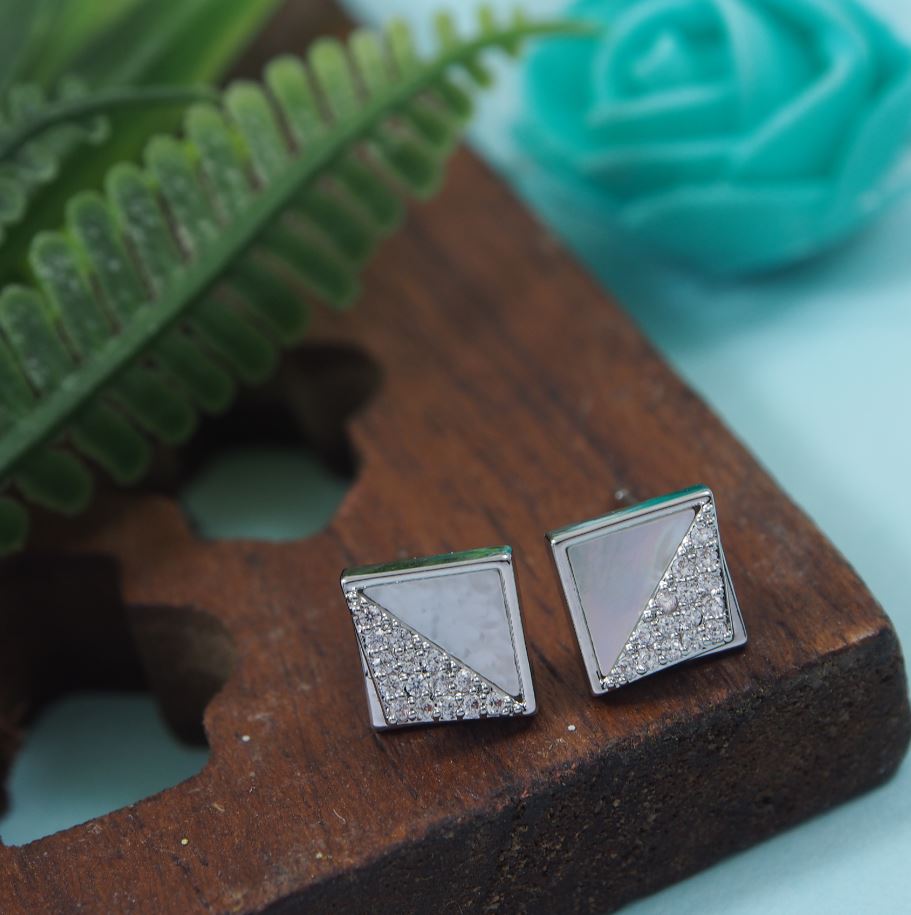 Korean Gold/Silver/Rosegold Plated Square Shaped Stud Earring