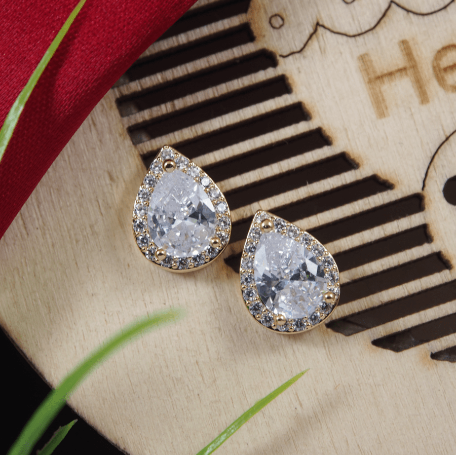 Korean Gold/Silver/Rosegold Plated Tear Drop Shaped Stud Earring