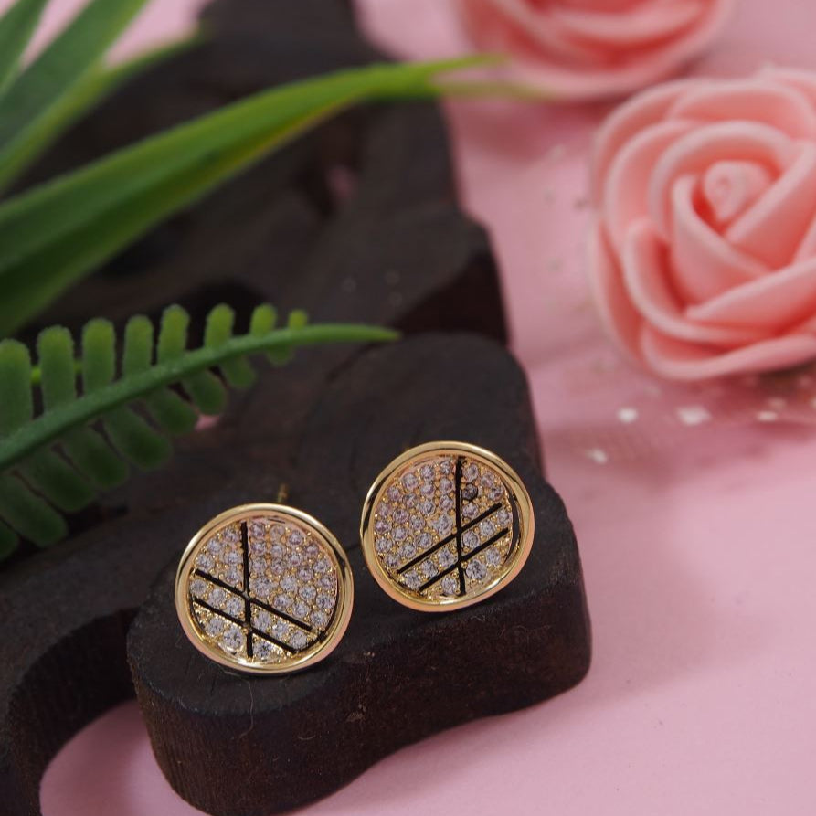 Korean Gold/Silver/Rosegold Plated Round Shaped stud Earring
