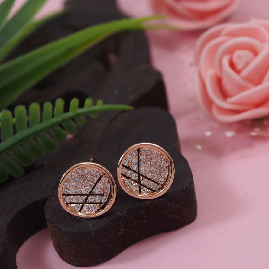 Korean Gold/Silver/Rosegold Plated Round Shaped stud Earring