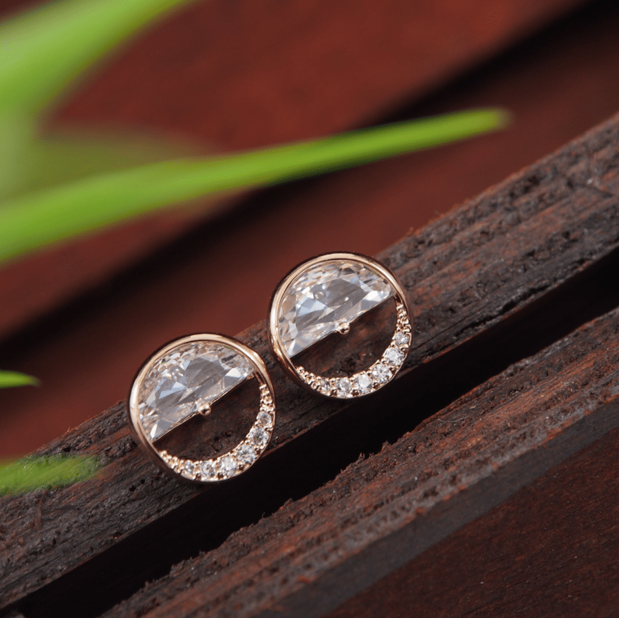 Korean Gold/Silver/Rosegold Plated Half Moon Design Stud Earring
