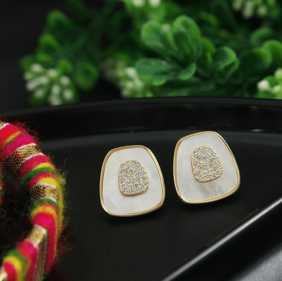 Korean Gold/Silver/Rosegold Plated Simple Fancy Square Stud Earring